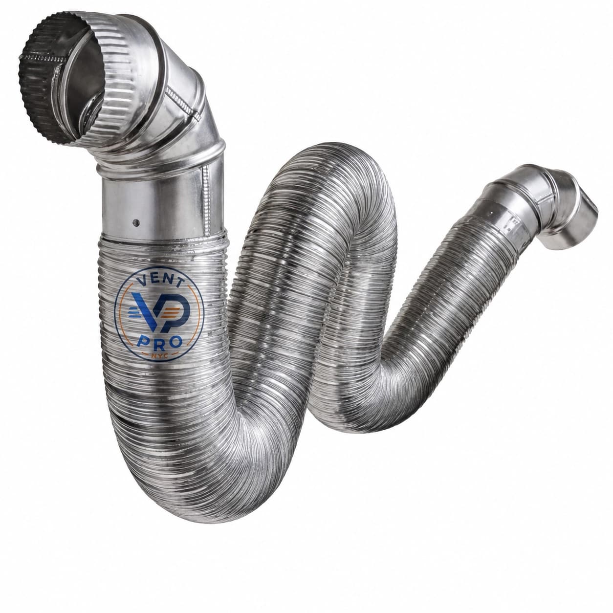 The fireproof semi-rigid metal dryer transition hose Vent Pro NYC installs from the dryer to the wall